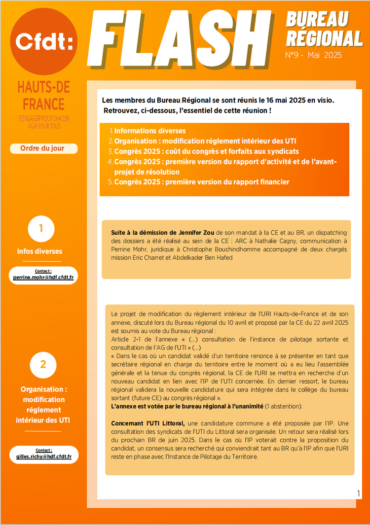 Flash Bureau Régional N°9 - Mai 2025