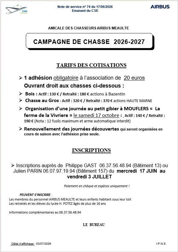 Campagne de chasse 2026-2027