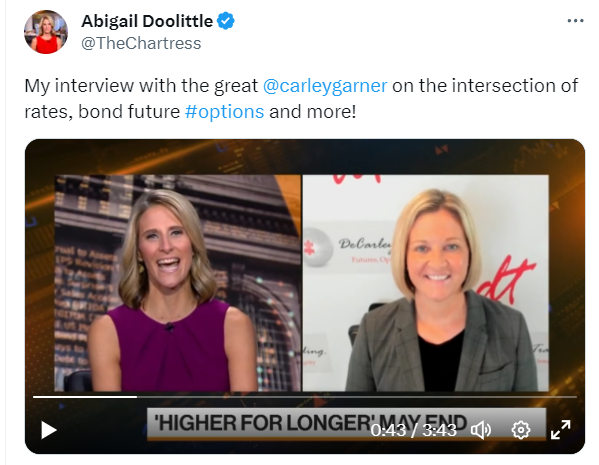 Carley spoke to Abigail Doolittle on Bloomberg Television about interest rates
