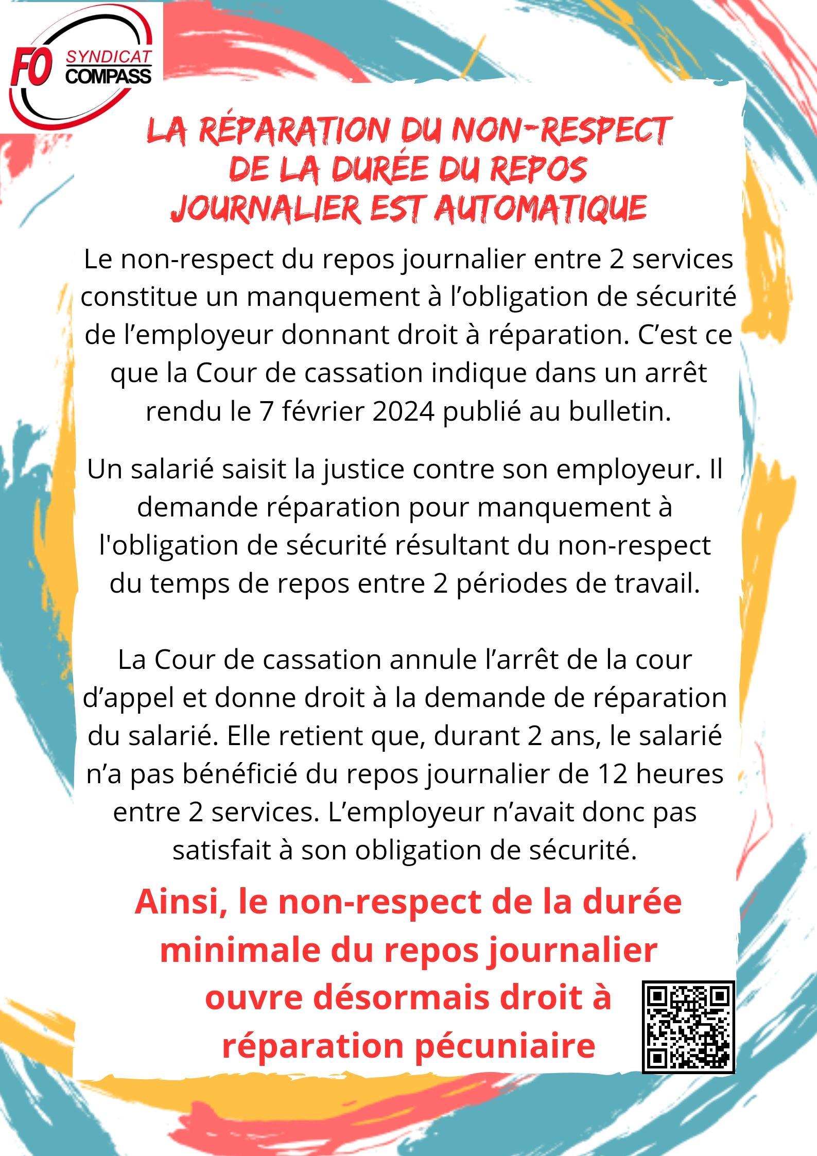 non respect du repos journalier