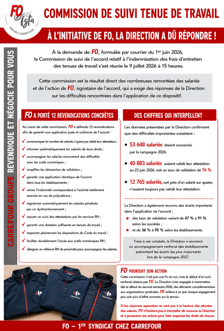 Commission de suivi tenue de travail 