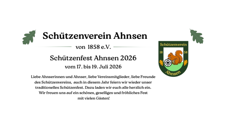 Schützenfest Ahnsen 2025 Das Programm