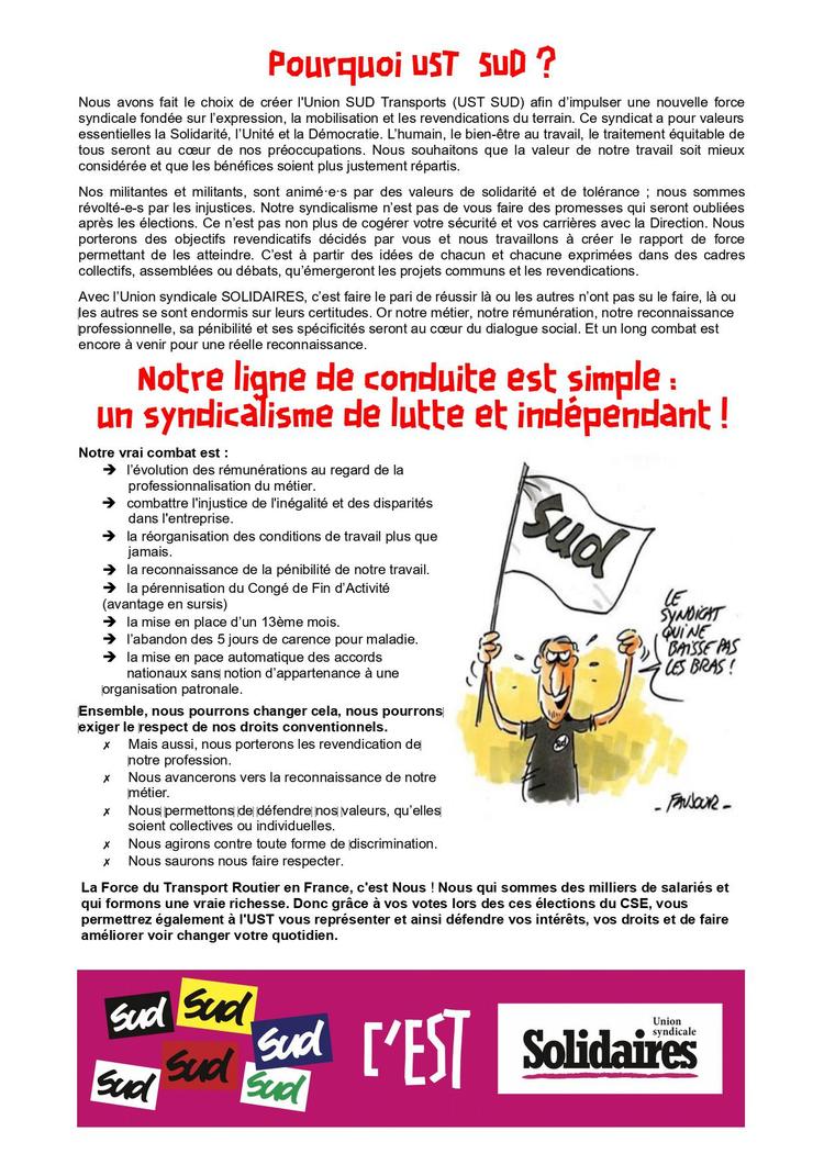 Profession de foi de l'UST SUD à SAMAT ATLANTIQUE