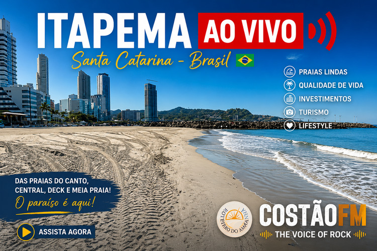 Itapema AO VIVO 🇧🇷 | Praias, Orla, Deck & Meia Praia 🌊 | Live Beach Cam Brazil | Costão FM