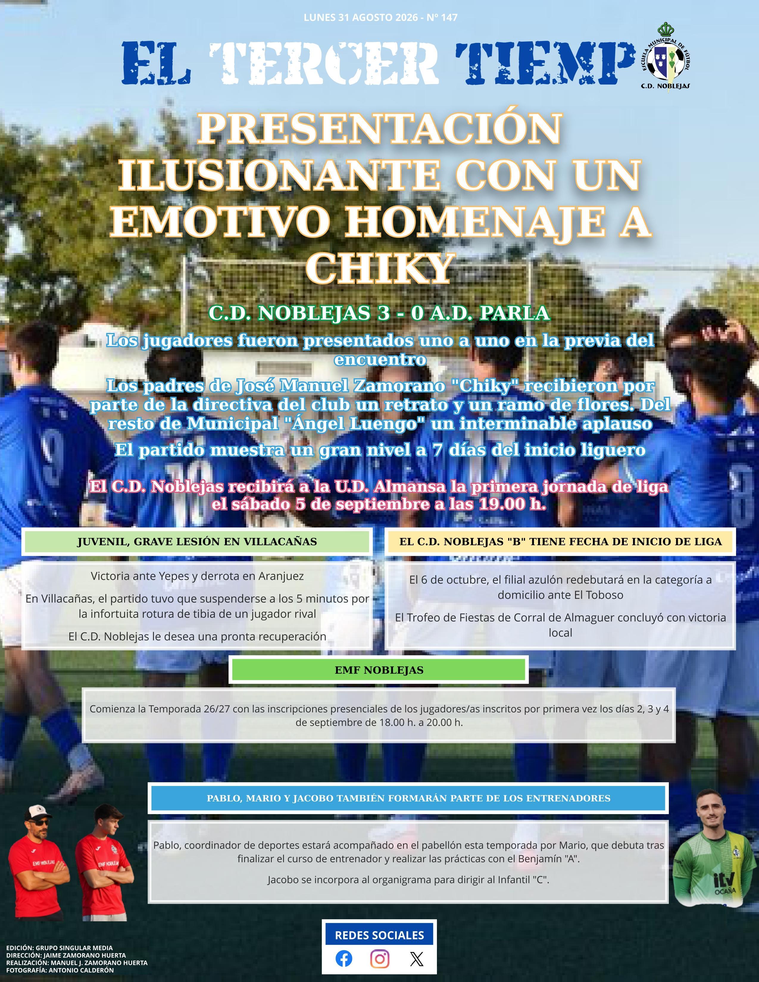 Portada lunes 31 agosto 2026 - Nº 147