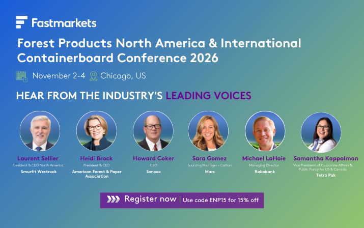 Leading industry voices confirmed for Fastmarkets Forest Products North America and International Containerboard Conference 2026