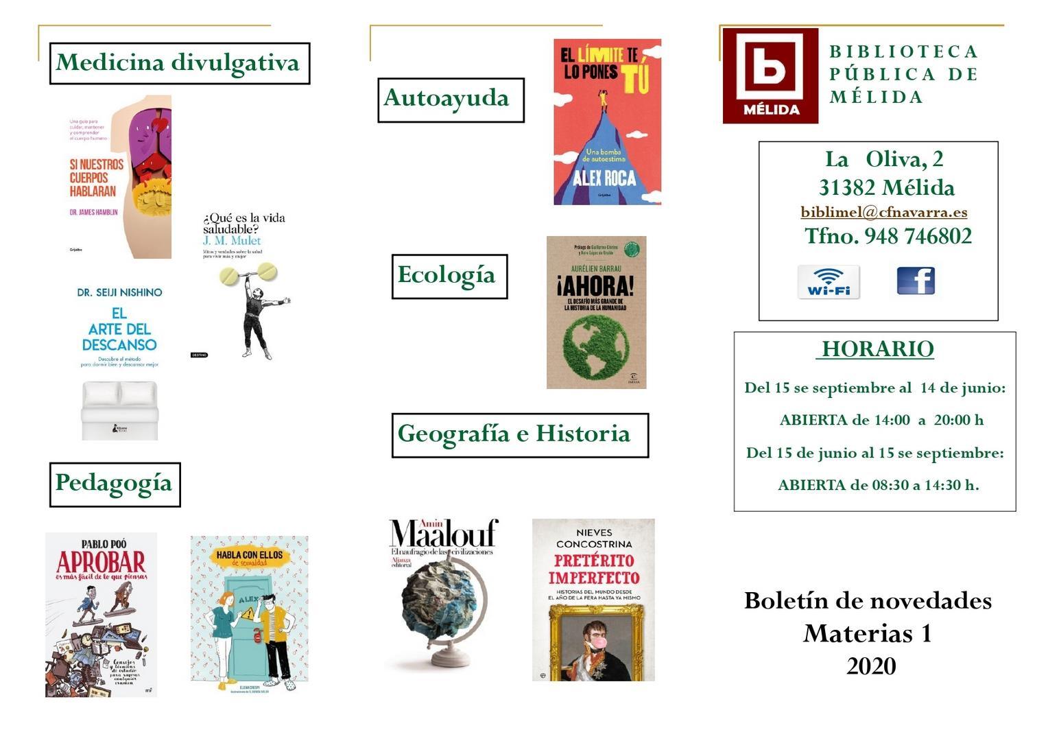 Boletín de novedades Materias