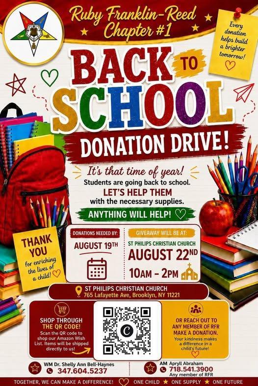 RUBY FRANKLIN-REED BACK to SCHOOL DONATION DRIVE!!