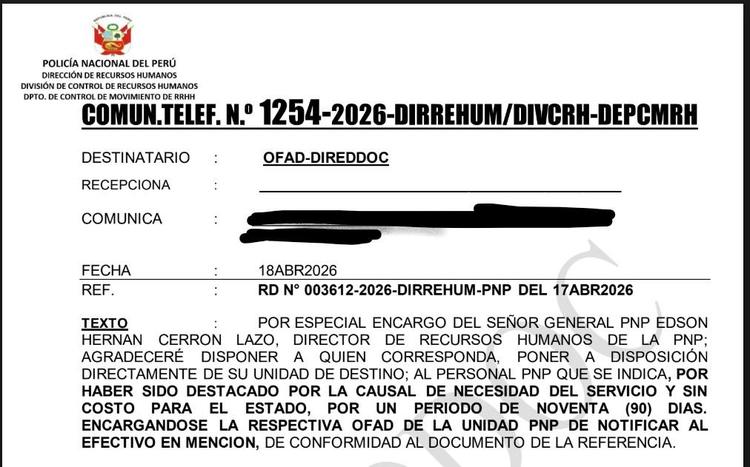 Más de 2,700 efectivos PNP serán reasignados temporalmente a nivel nacional