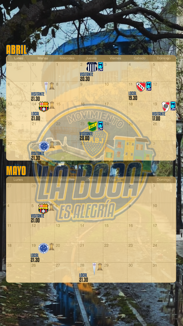 El calendario que se viene...