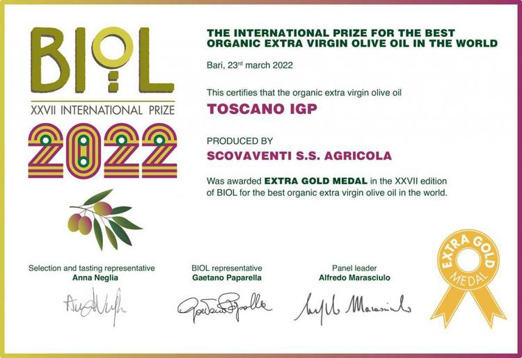 The international prize for the best organic extra virgin oil in the world #1