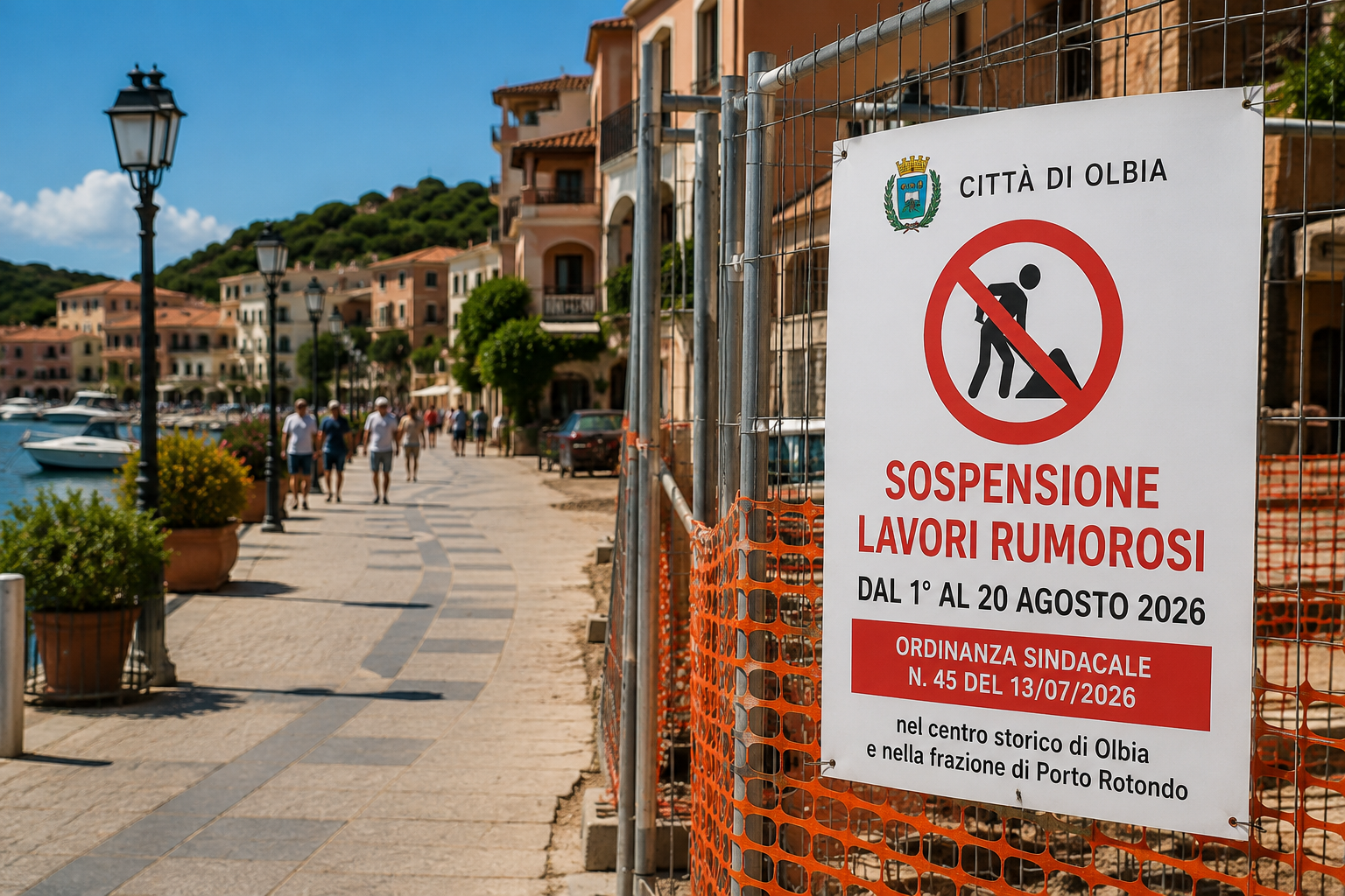 Sospensione dei lavori edili rumorosi a Porto Rotondo
