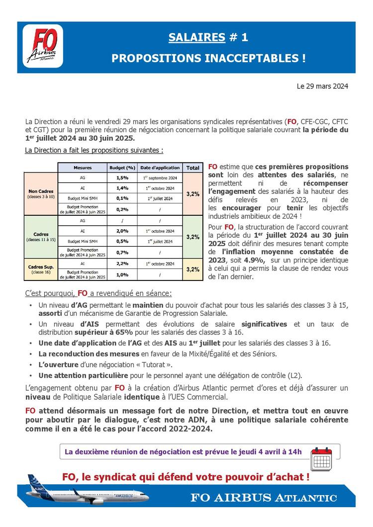 SALAIRES # 1 - Propositions Inacceptables