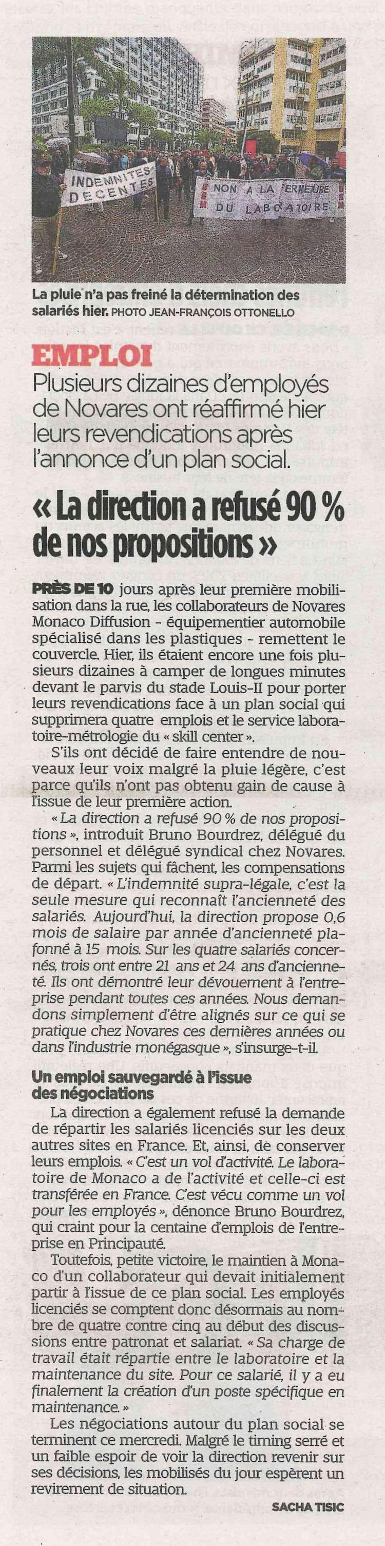 NOVARES: "La Direction a refusé 90% de nos propositions"