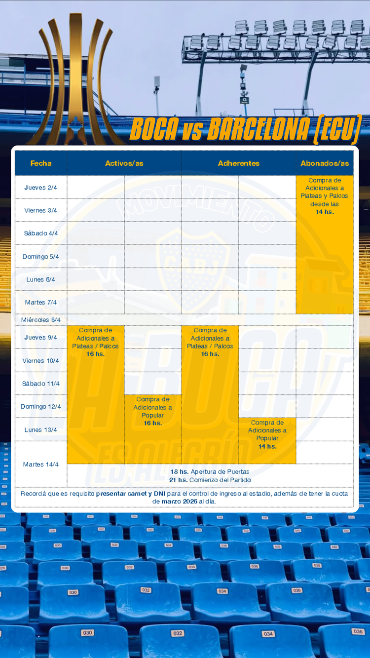 Info importante para el primer partido de Copa en La Bombonera🏆