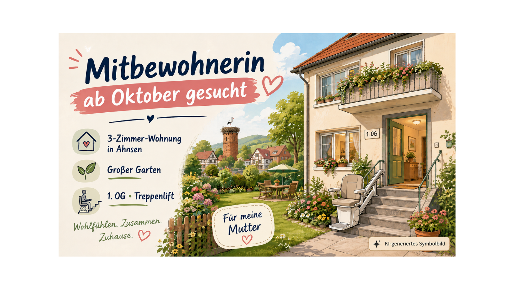 Mitbewohnerin für Seniorin ab Oktober gesucht