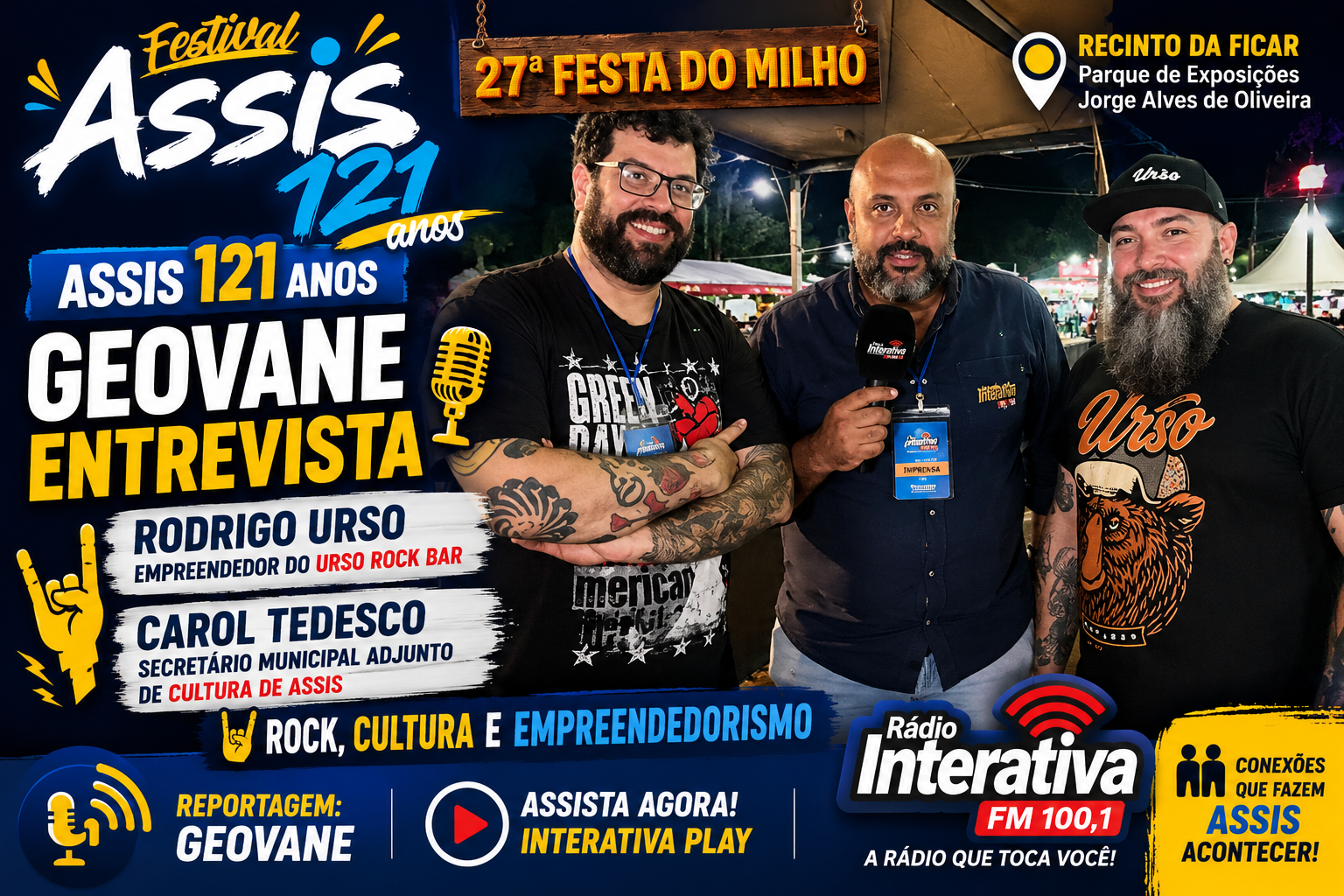 🤘 Assis 121 Anos: Geovane entrevista Rodrigo Urso e Carol Tedesco