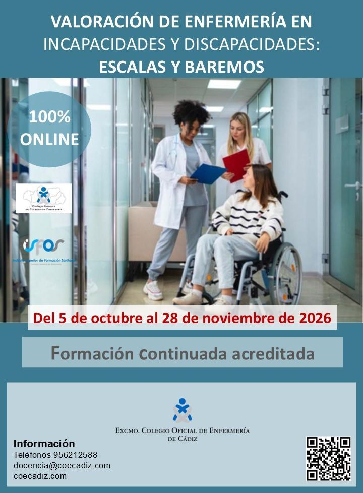 Curso de Valoración de Enfermería en incapacidades y discapacidades: Escala y baremos