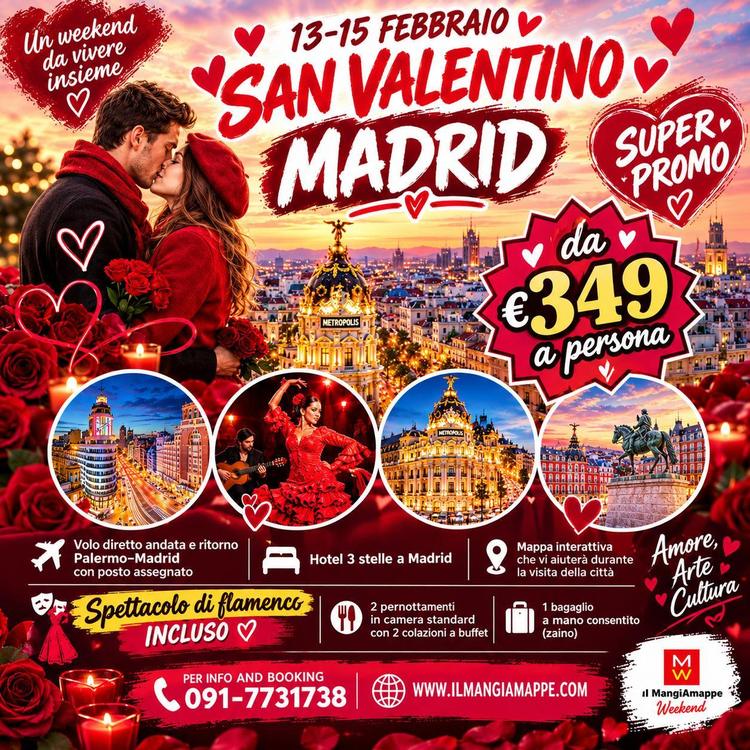 SAN VALENTINO A MADRID CON SPETTACOLO DI FLAMENCO INCLUSO