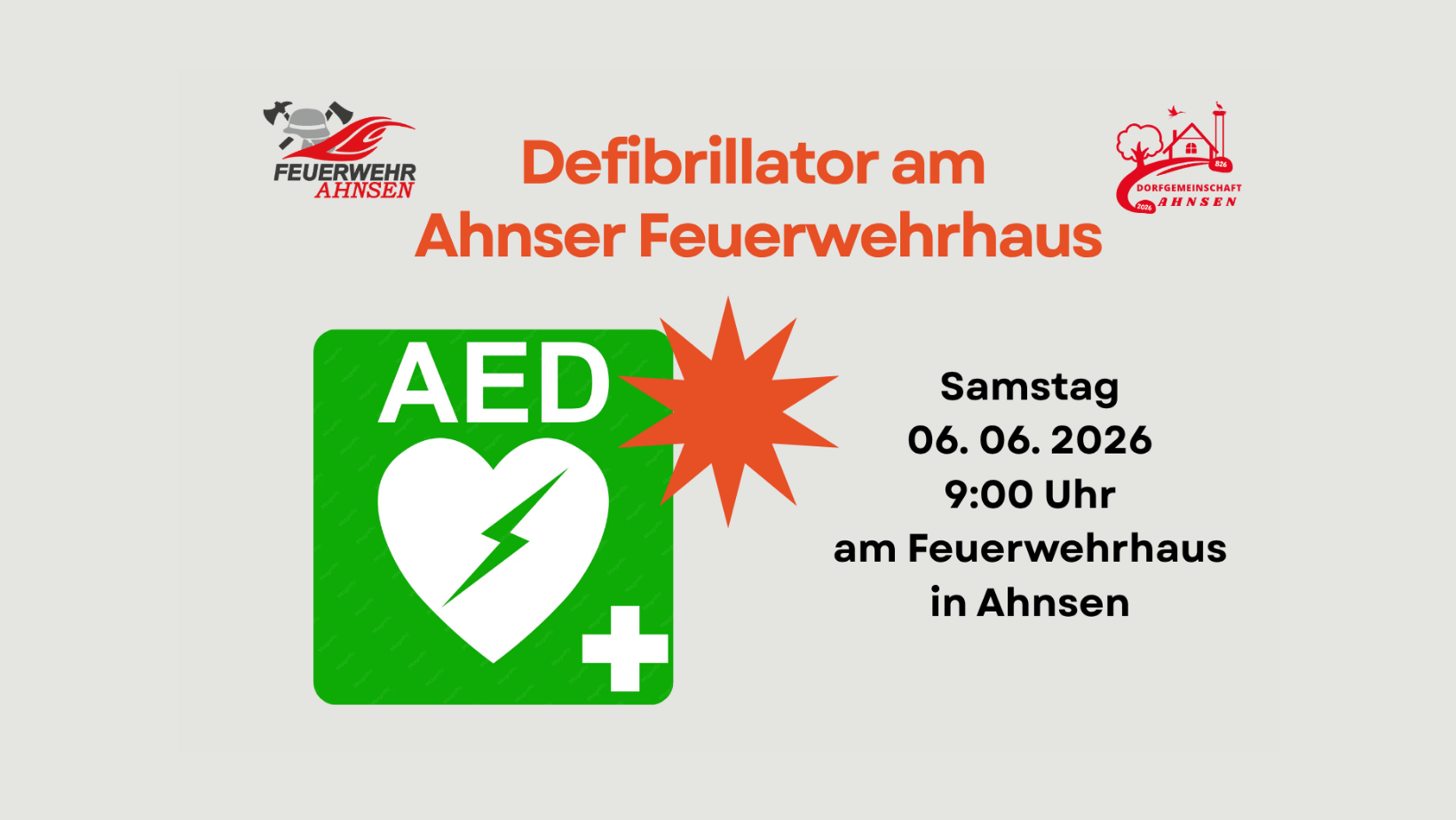AED-Unterweisung in Ahnsen am 06.06.26: Feuerwehr und Dorfgemeinschaft erklären den Defibrillator