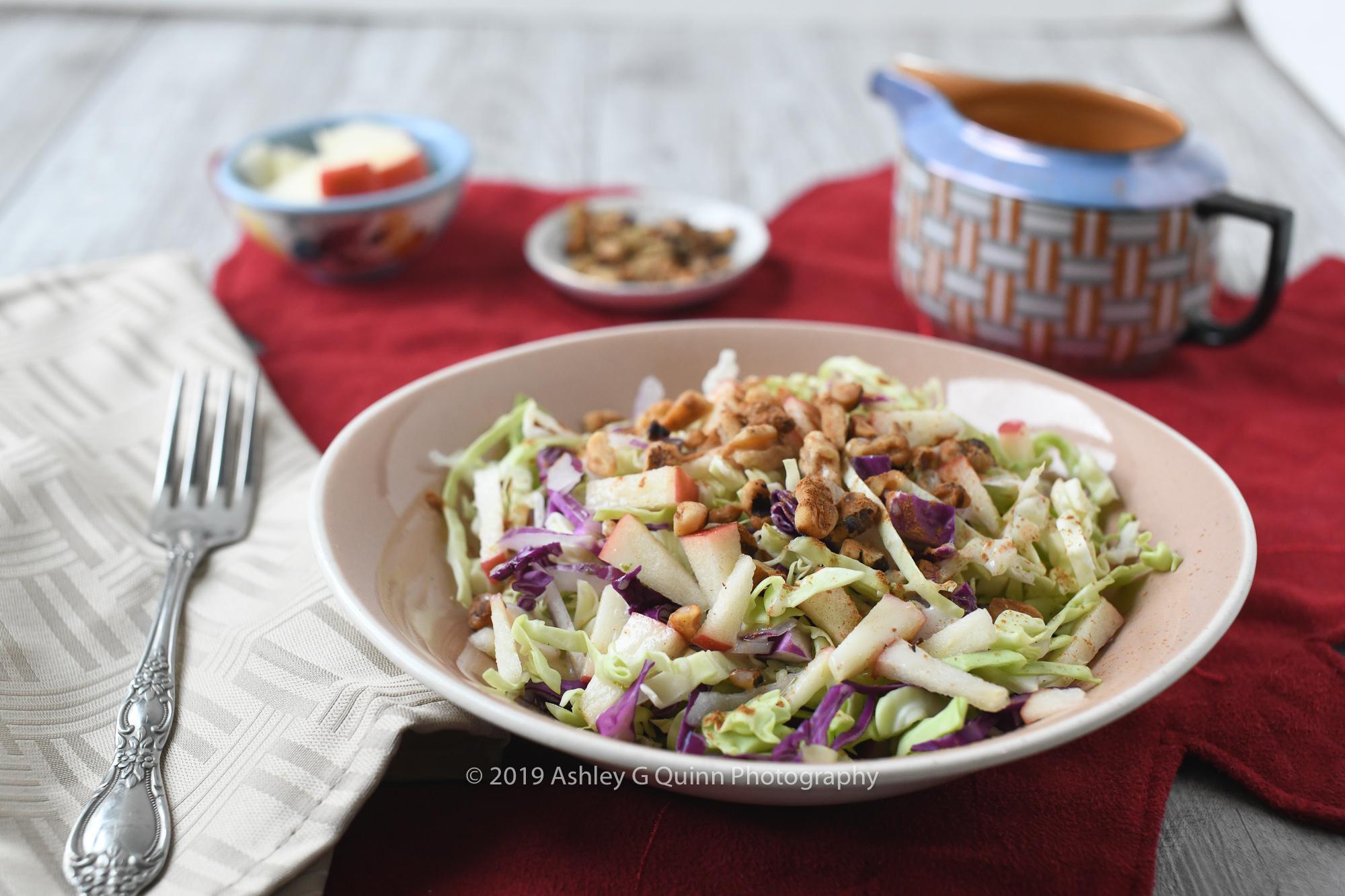 Cabbage Apple Salad with Creamy Honey Lime Dressing