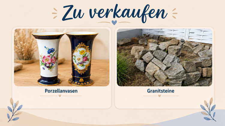 Porzellanvase von Kaiser und Granitsteine zu verkaufen