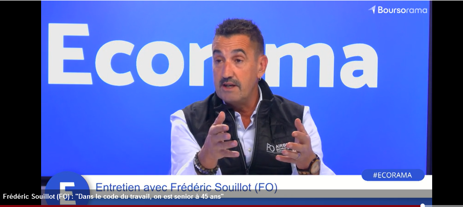 Frédéric Souillot, Secrétaire général de FO, était l’invité de l’émission « Ecorama », présentée par Aude Kersulec