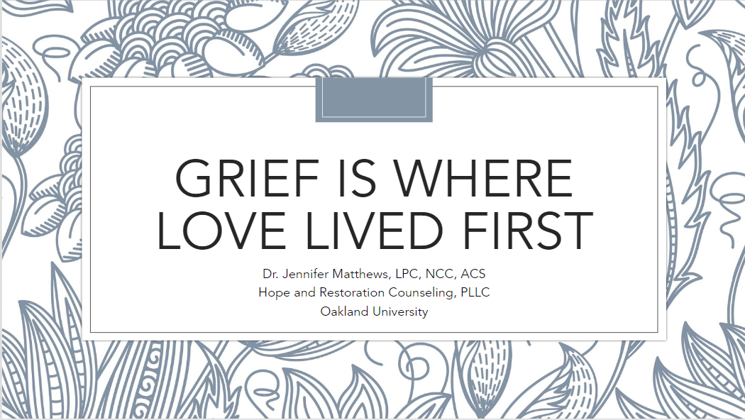 Grief Is Where Love Lived First: Part 1
