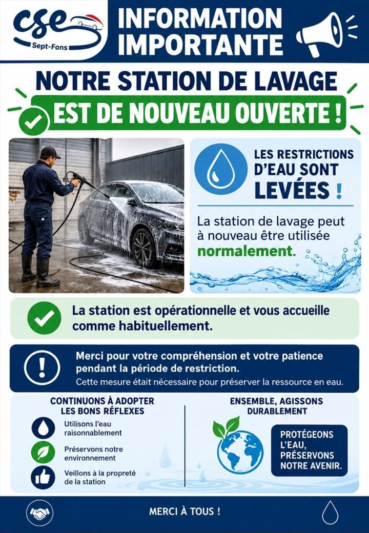 Réouverture station de lavage