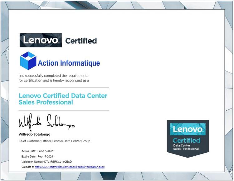 Certification Lenovo 