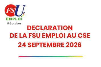 Déclaration de la FSU Emploi au CSE du 24 septembre 2026 : Nou Tout Ansanm, An Grèv lo 29 septanm !