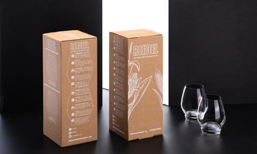 Mondi produces innovative brown paper packaging with white digital printing for Riedel Glas