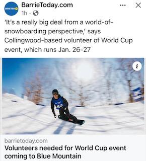 Volunteer - World Cup Event at Blue Mountain