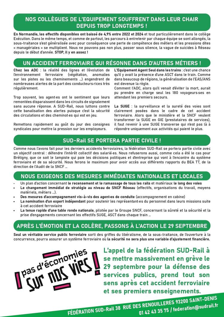 SUD-Rail // Accident ferroviaire de Cléon : ne laissons rien passer !