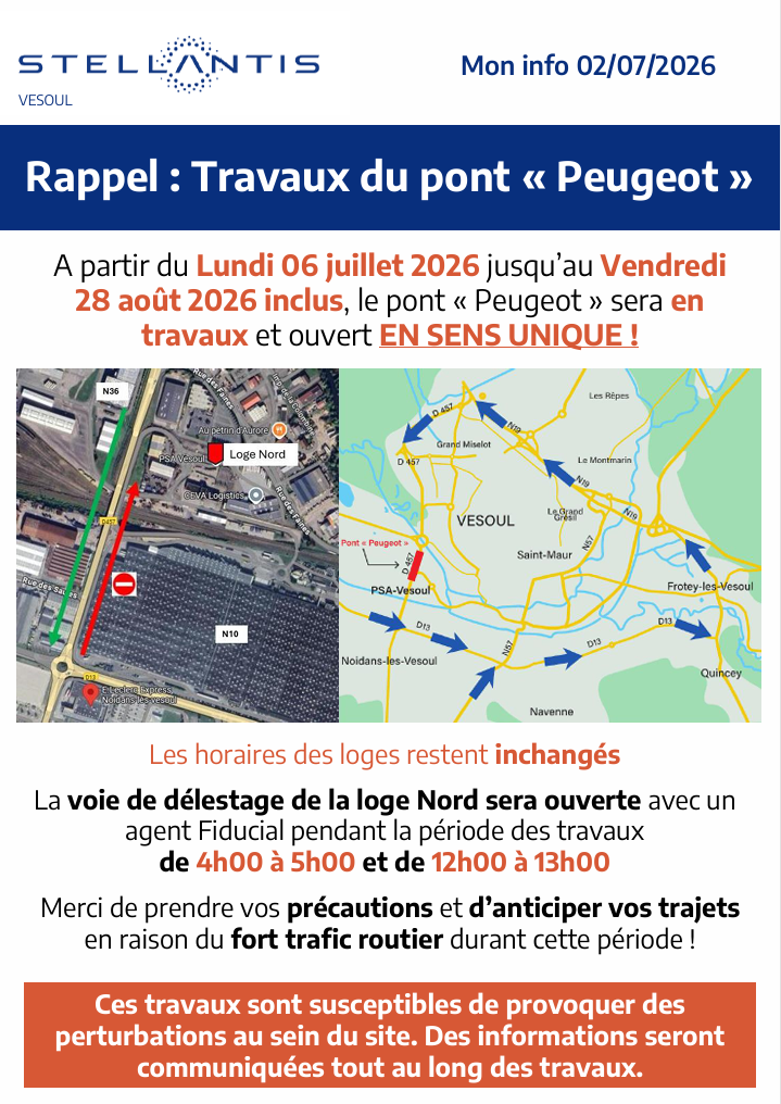 Travaux sur le pont "Peugeot"