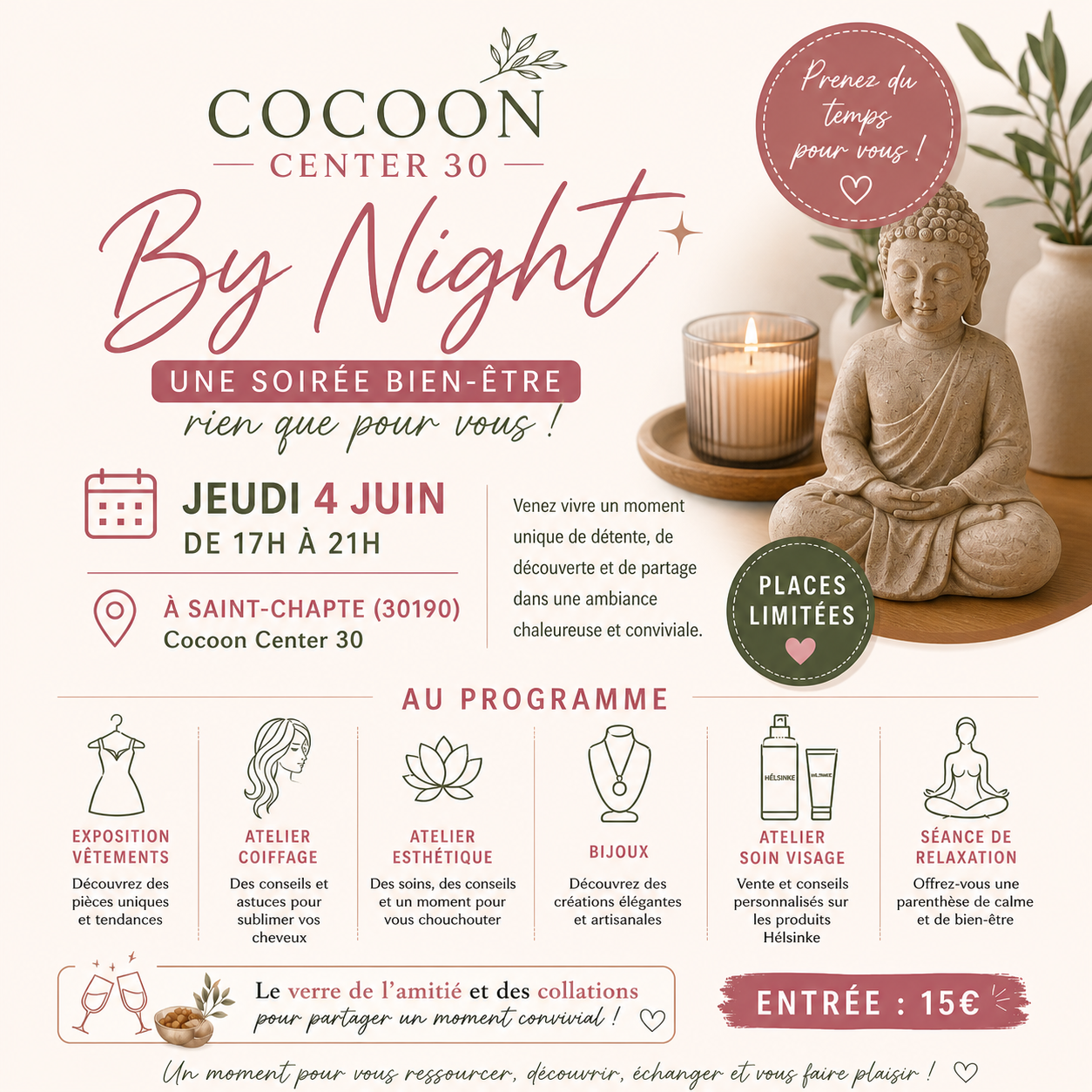 COCOON CENTER 30 – BY NIGHT Soirée bien-être – rien que pour vous 