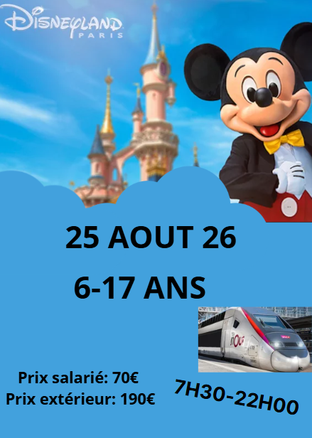 Journée Enfance à Disneyland le 25/08/26