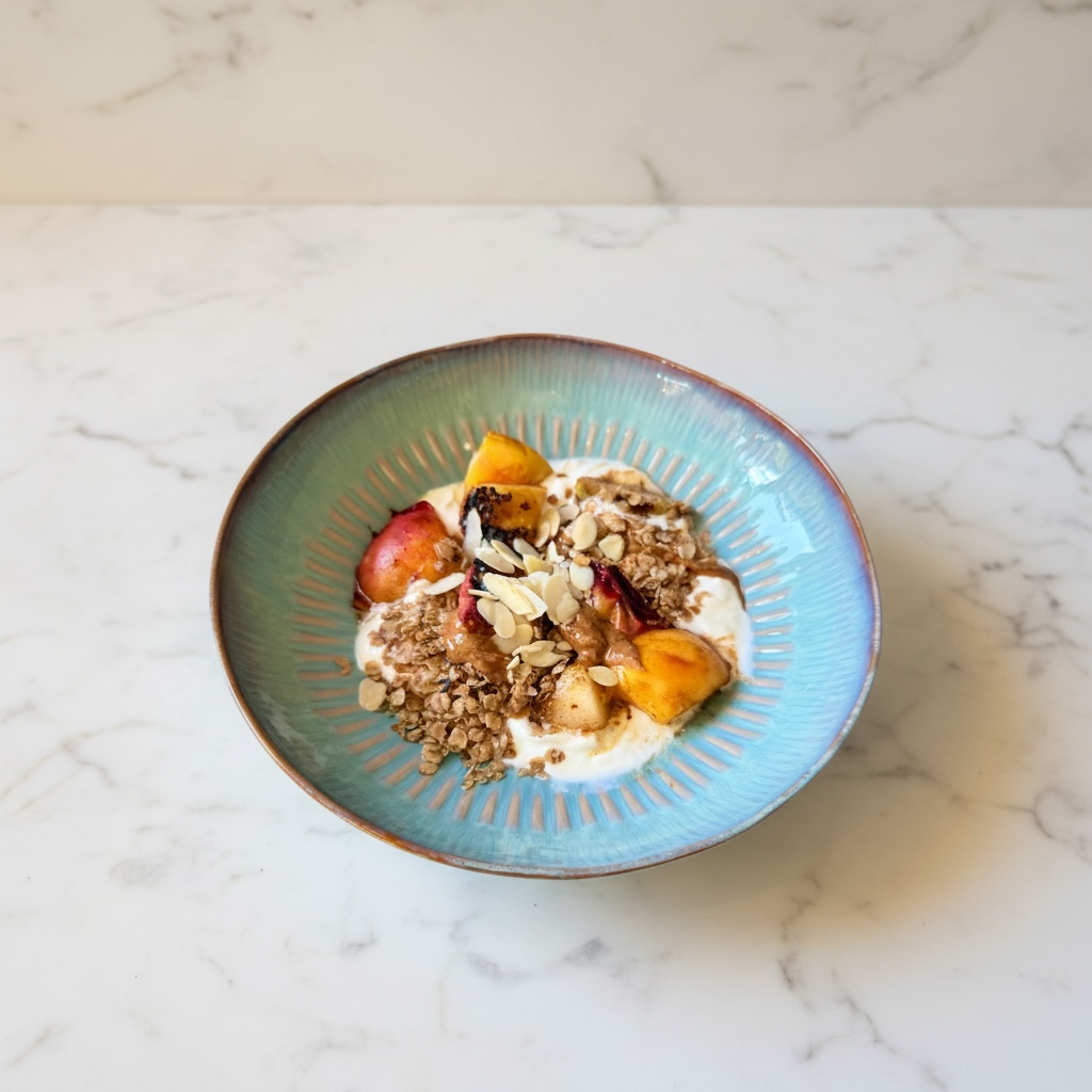 Caramelised Peach & Pear Yogurt Bowl