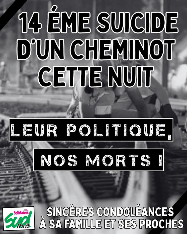 Un 14 ème cheminot à mis fin à ses jours