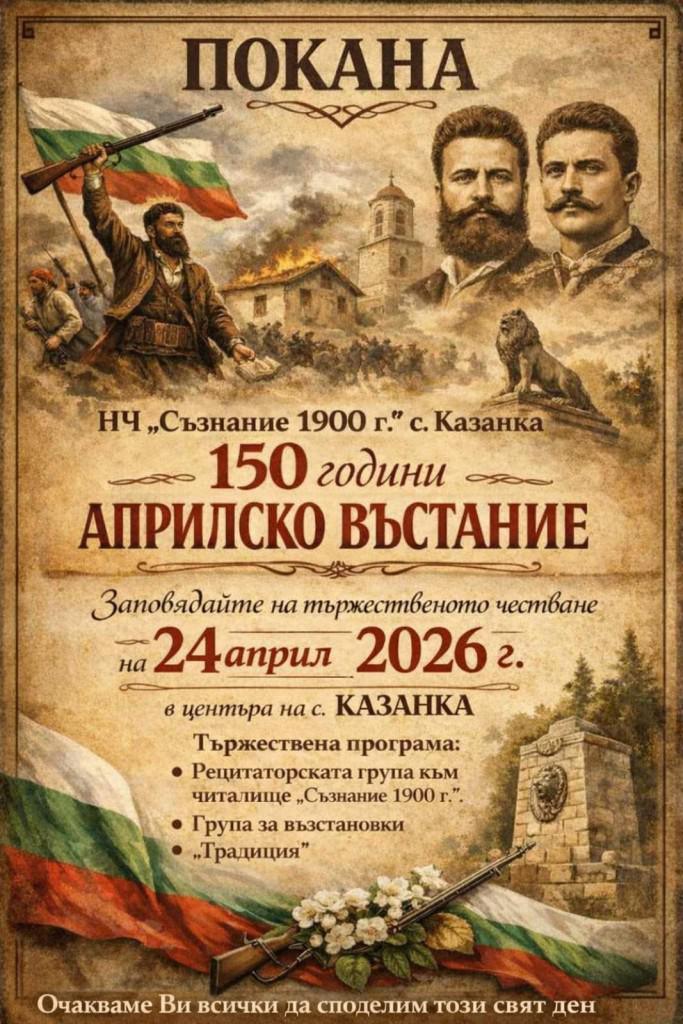 Старозагорското село Казанка отбелязва 150 години от Априлското въстание
