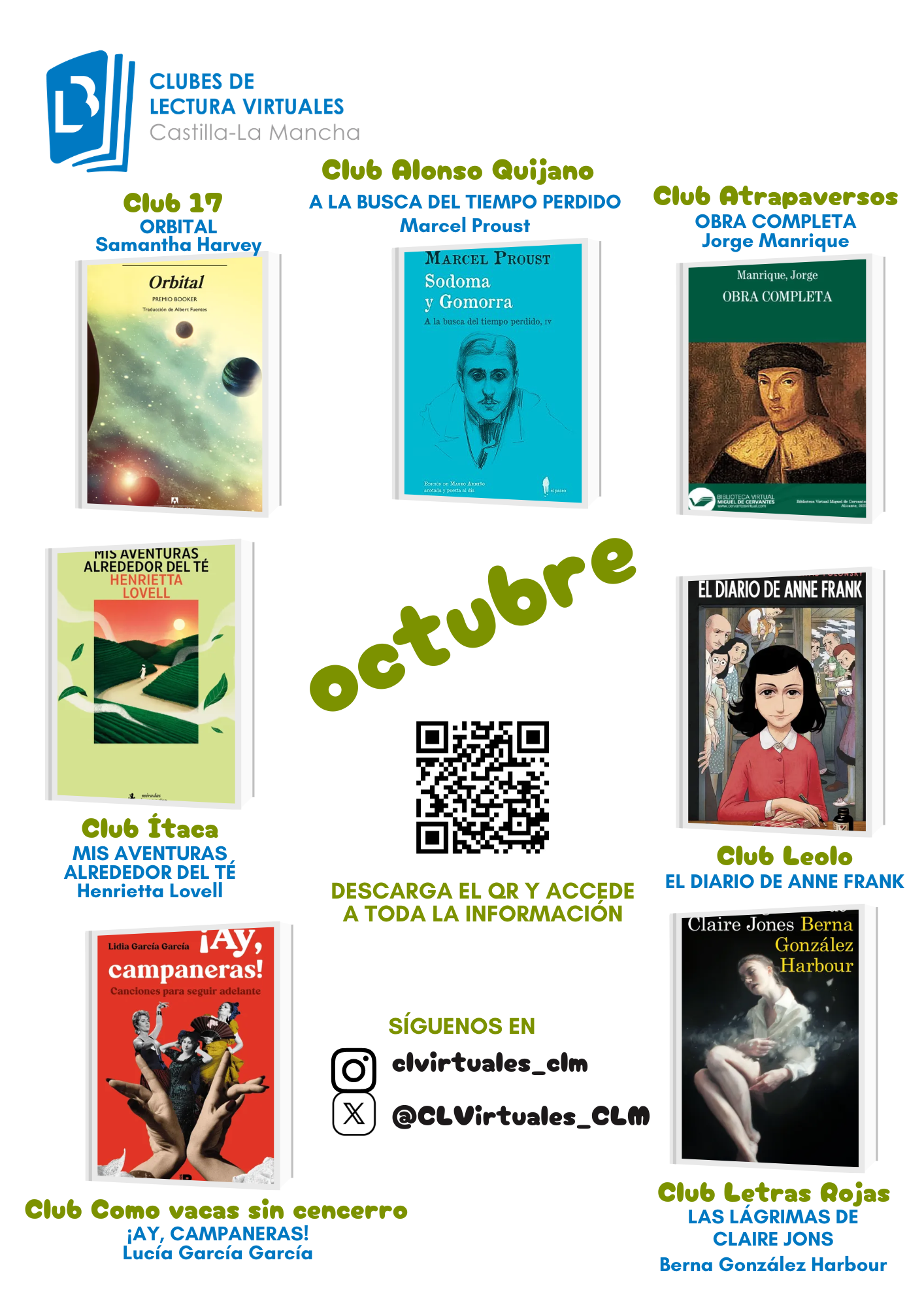Octubre llega cargado de lecturas en los Clubes de Lectura Virtuales