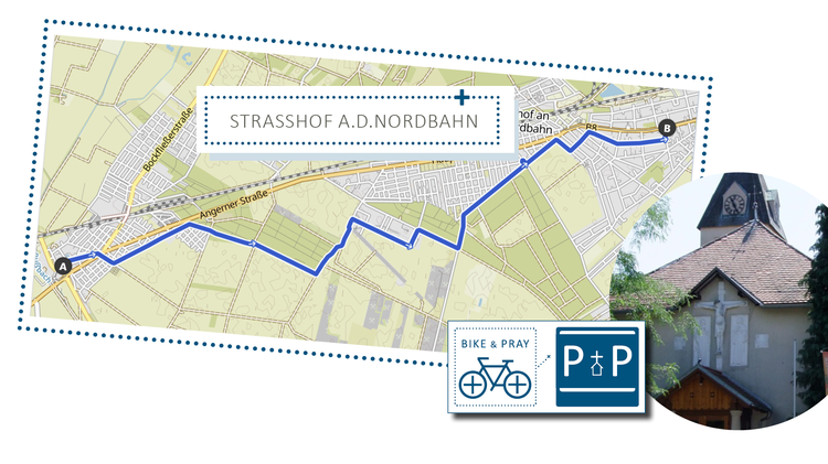 Strasshof: Stop beim  Antonius auf der Bike+Pray-Route
