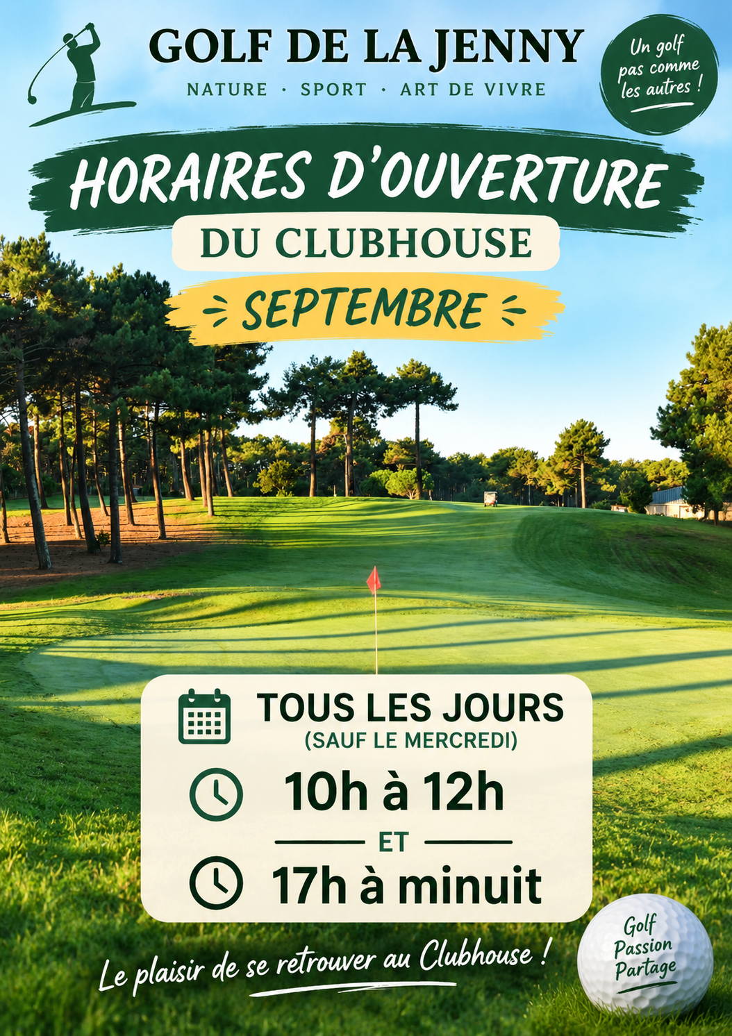 Club House du Golf : les horaires en septembre