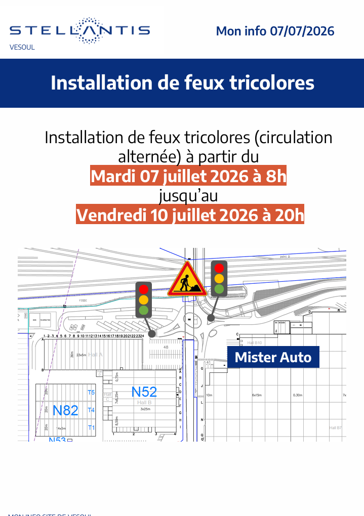 Travaux avec Feux tricolores Rond point Malusa
