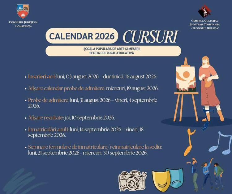 S-au deschis înscrierile pentru cursurile Centrului Cultural Județean Constanța ,,Teodor T.  Burada"