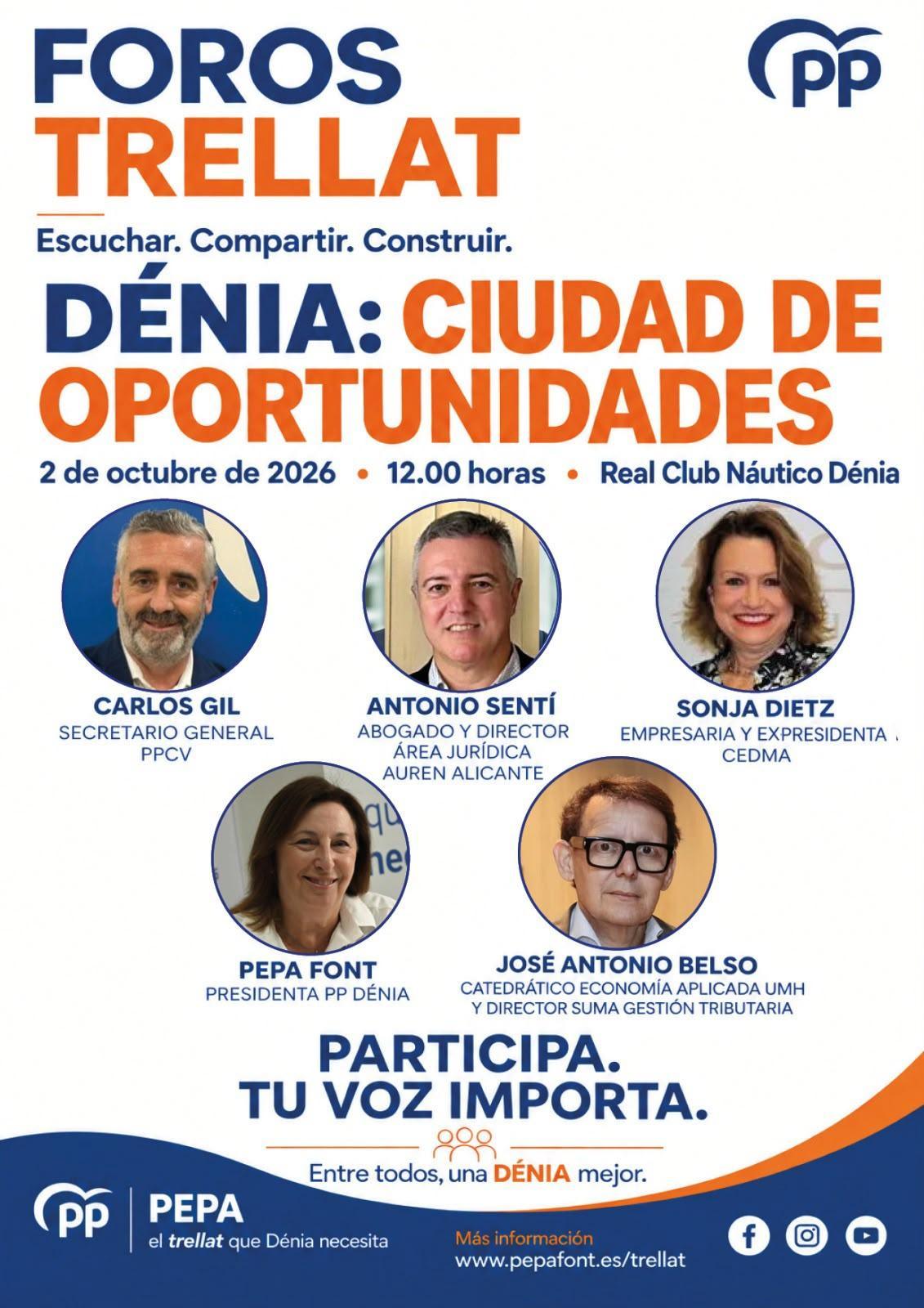 El PP de Dénia lleva a debate el futuro económico de la ciudad