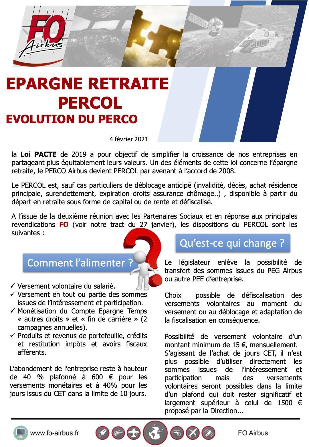 Epargne retraite : les dispositions du PERCOL