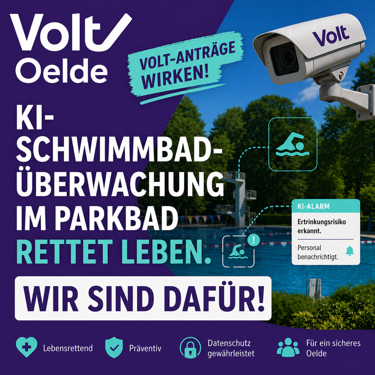 VOLT begrüßt KI-gestützte Schwimmbadüberwachung im Parkbad