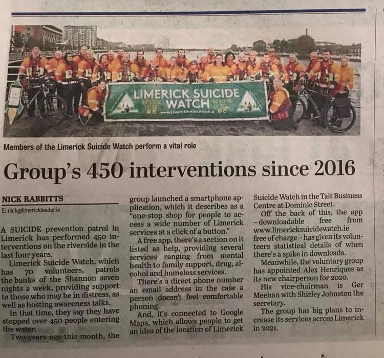 Groups 450 interventions since May 2016. Limerick leader. 
