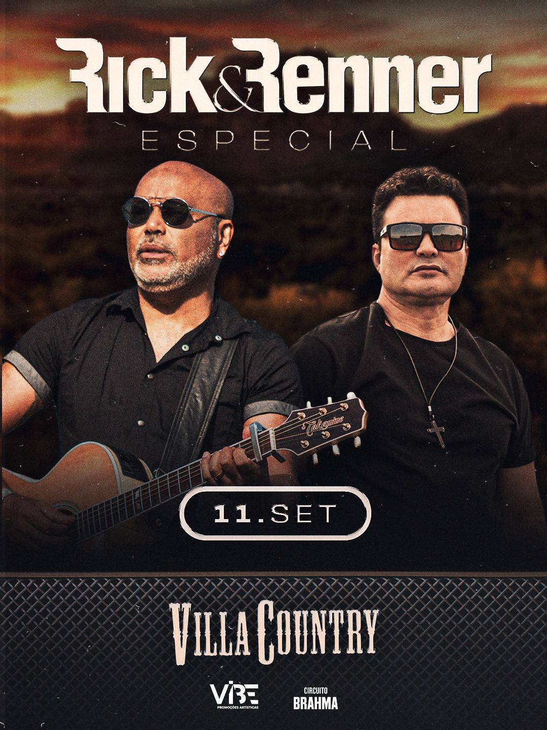 Rick & Renner levam 40 anos de sucesso ao Villa Country, nesta sexta-feira